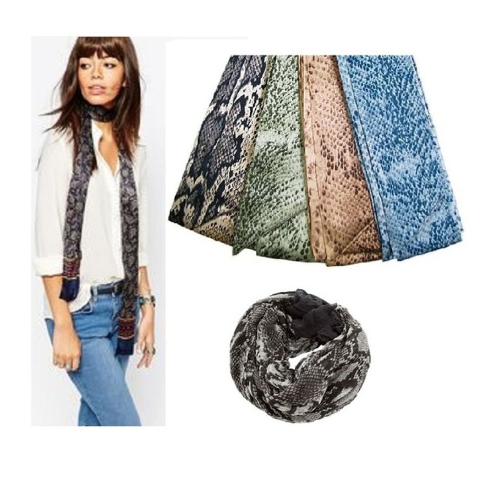 Snakeskin Design Skinny Scarf / Belt